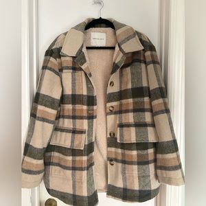 American Eagle Oversized Plaid Fleece Shacket